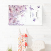 Paarse wilde bloemen voor eerste verjaardag Butter Spandoek (Insitu)