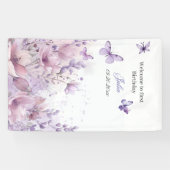 Paarse wilde bloemen voor eerste verjaardag Butter Spandoek (Horizontaal)