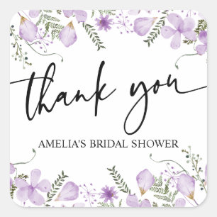 Paarse wilde bloemen Vrijgezellenfeest Favors Stic Vierkante Sticker