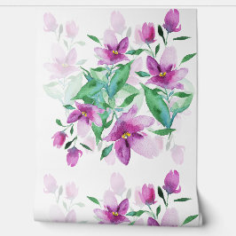 Paarse Wilde Bloemen Watercolor Kunst Behang