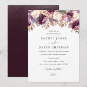 Paarse wilde bloemen Waterverf bruiloft uitnodigin Kaart (Voorkant / Achterkant)