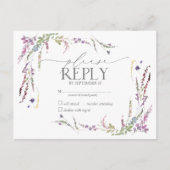 Paarse wilde bloemen Waterverf RSVP Uitnodiging Briefkaart (Voorkant)