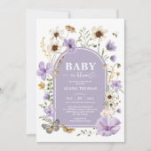 Paarse wilde bloementuin baby in bloei Shower Kaart (Voorkant)