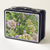 Paarse Wilde Bloemenweide Bloem Lunchbox (Achterkant)