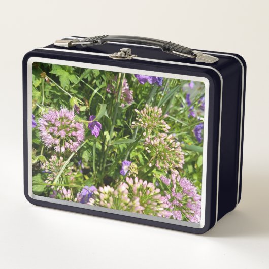 Paarse Wilde Bloemenweide Bloem Lunchbox (Voorkant)