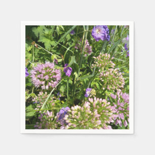 Paarse wilde bloemenweide bloemenservetten servet