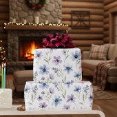 Paarse Wilde Bloemenweide Cadeaupapier
