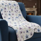 Paarse Wilde Bloemenweide Fleece Deken