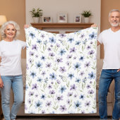 Paarse Wilde Bloemenweide Fleece Deken