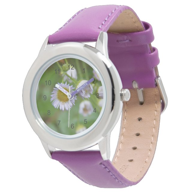 Paarse wilde madeliefje horloge (Gekanteld)