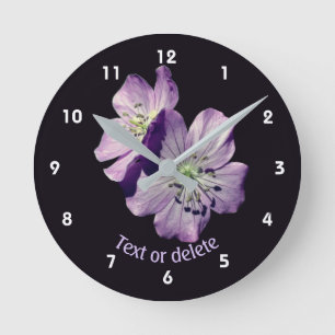 Paarse Wilde Ooievaarsbek Bloemen Gepersonaliseerd Ronde Klok