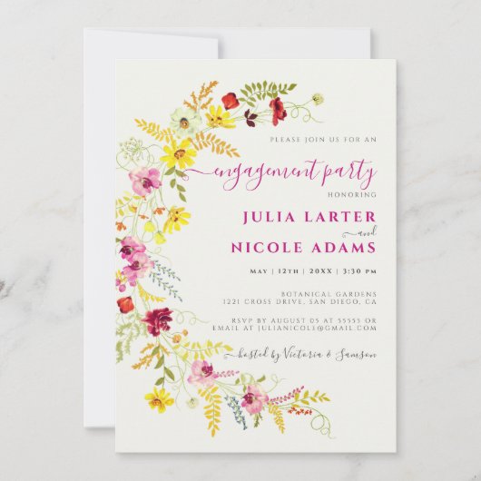 Paarse wilde orchidee bloemen krans verlovingsfees kaart (Voorkant)