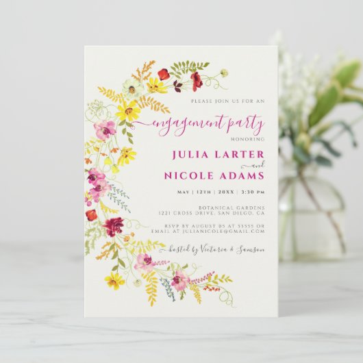 Paarse wilde orchidee bloemen krans verlovingsfees kaart (Staand voorkant)