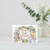 Paarse Wilde Safari Dieren Baby Luier Raffle Informatiekaartje (Staand voorkant)