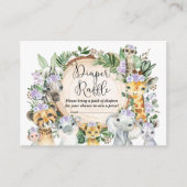 Paarse Wilde Safari Dieren Baby Luier Raffle Informatiekaartje (Voorkant)