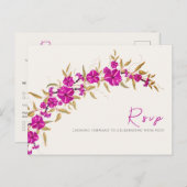 Paarse wilde trompet wijnstok bloementuin bruiloft briefkaart (Voorkant / Achterkant)