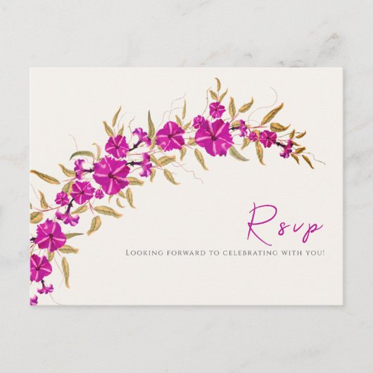 Paarse wilde trompet wijnstok bloementuin bruiloft briefkaart (Voorkant)