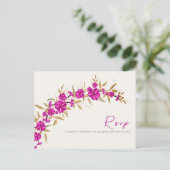 Paarse wilde trompet wijnstok bloementuin bruiloft briefkaart (Staand voorkant)