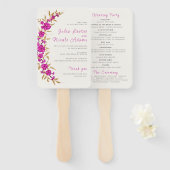 Paarse wilde trompet wijnstok bloementuin bruiloft handwaaier (Voorkant en achterkant)