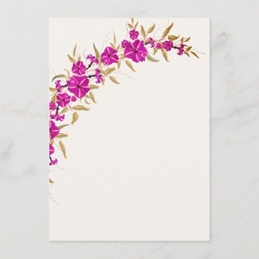 Paarse wilde trompet wijnstok bloementuin bruiloft menu (Achterkant)