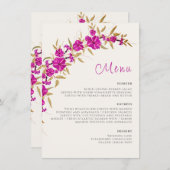 Paarse wilde trompet wijnstok bloementuin bruiloft menu (Voorkant / Achterkant)