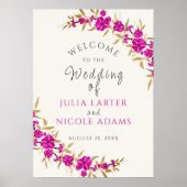 Paarse wilde trompet wijnstok bloementuin bruiloft poster (Voorkant)