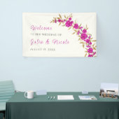 Paarse wilde trompet wijnstok bloementuin bruiloft spandoek (Beurs)