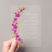 Paarse Wilde Trompetwijnstok Bloem Tuin Bruiloft Acryl Uitnodigingen (Insitu (Draagbaar))