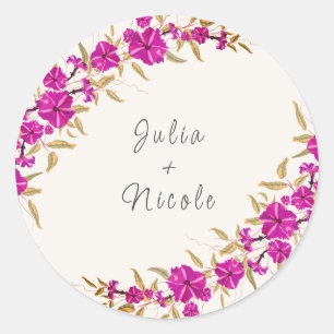 Paarse Wilde Trompetwijnstok Bloem Tuin Bruiloft Ronde Sticker