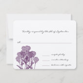 Paarse Wilde Vloerafdeling Wedding RSVP (Achterkant)
