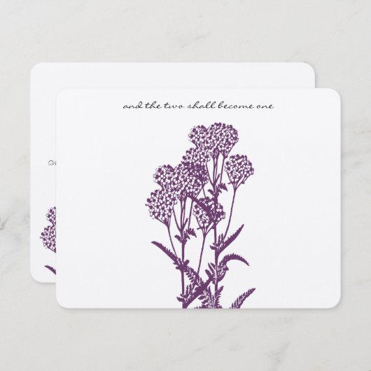 Paarse Wilde Vloerafdeling Wedding RSVP (Voorkant / Achterkant)