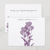 Paarse Wilde Vloerafdeling Wedding RSVP Kaartje (Voorkant / Achterkant)