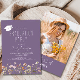 Paarse Wildflower Afstudeerfeest Boho Kaart