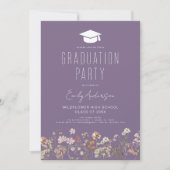 Paarse Wildflower Afstudeerfeest Boho Kaart (Voorkant)