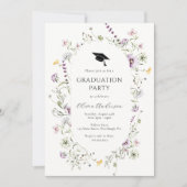 Paarse Wildflower Afstudeerfeest Uitnodiging (Voorkant)