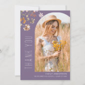 Paarse Wildflower Afstuderen Foto Dank u Bedankkaart (Voorkant)