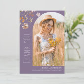 Paarse Wildflower Afstuderen Foto Dank u Bedankkaart (Staand voorkant)