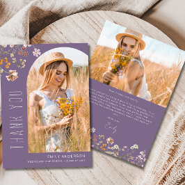 Paarse Wildflower Afstuderen Foto Dank u Kaart