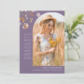 Paarse Wildflower Afstuderen Fotoaankondiging Aankondiging (Staand voorkant)