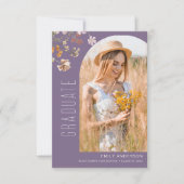 Paarse Wildflower Afstuderen Fotoaankondiging Aankondiging (Voorkant)