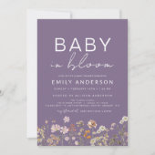 Paarse Wildflower Baby in Bloom Baby shower Kaart (Voorkant)