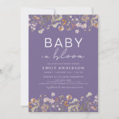 Paarse Wildflower Baby in Bloom Baby shower Kaart (Voorkant)