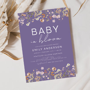 Paarse Wildflower Baby in Bloom Baby shower Kaart