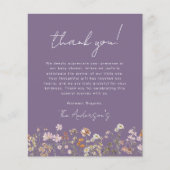 Paarse Wildflower Baby shower dank u kaart (Voorkant)