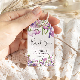 Paarse Wildflower Baby shower Dank u Label Cadeaulabel