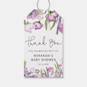 Paarse Wildflower Baby shower Dank u Label Cadeaulabel (Voorkant)