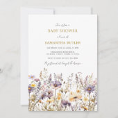 Paarse Wildflower Baby shower Kaart (Voorkant)