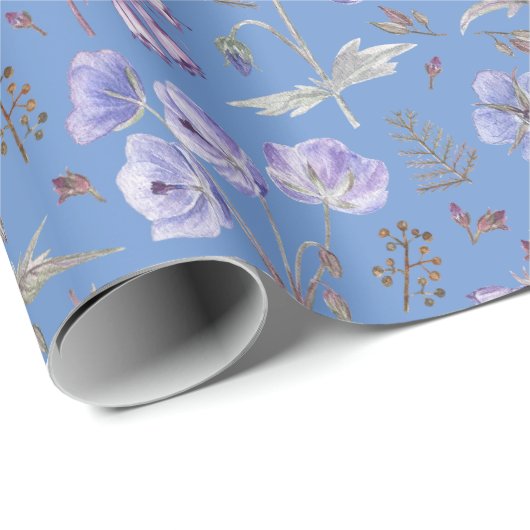 Paarse Wildflower Baby shower Meisjes Cadeaupapier (Rol Hoek)