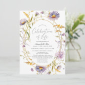 Paarse Wildflower begrafenismonument Kaart (Staand voorkant)