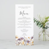 Paarse Wildflower Bloemen Bruiloft Flat Menu (Staand voorkant)